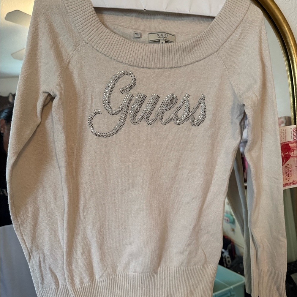 Guess Women's Scoop Neck Sweater in Cream